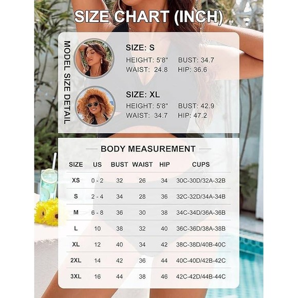 Black High Waisted Bikini Swimsuit Halter Top Two Piece Bathing Suit Women's S - Picture 9 of 10